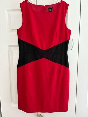 New Directions Women's Sleeveless Dress In Red And Black.  Size 14. NWT